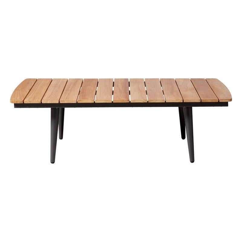 Rio Lounge Table 120x60x35cm rectangular anthracite aluminum powder-coated with teak table top