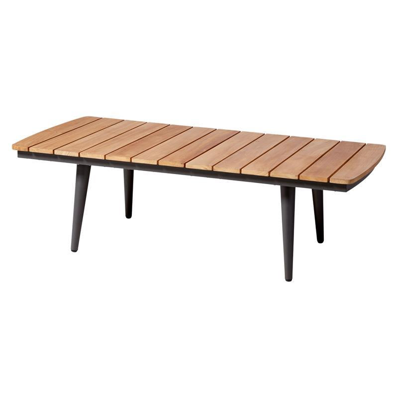 Rio Lounge Table 120x60x35cm rectangular anthracite aluminum powder-coated with teak table top