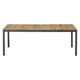 Table Mood Classic 208x100cm pieds ronds aluminium anthracite thermolaqué avec plateau en teck