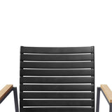 Mood Extreme stacking chair wide black/anthracite aluminium with teak armrests and wide slats