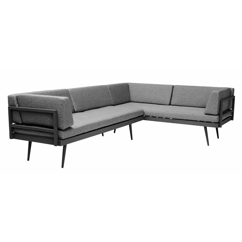 Canapé Rio Lounge 2 pièces en aluminium anthracite et gris thermolaqué avec tout le revêtement