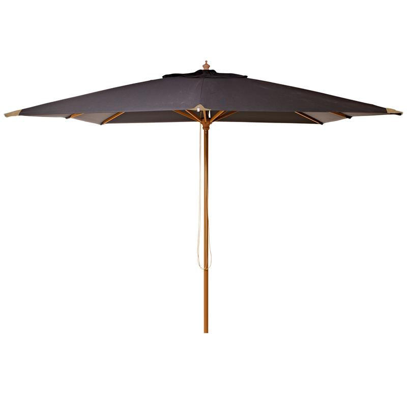 Parasol Cinas Alezio 300x300cm carré - structure en bois dur revêtement noir