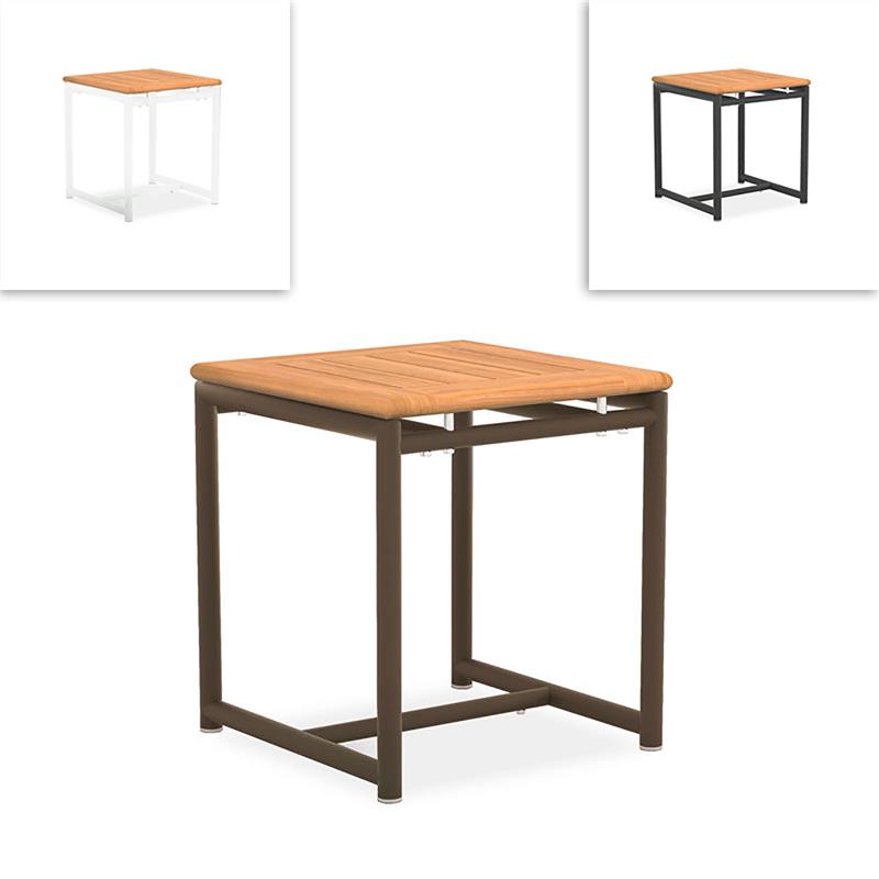 Gazelig side table 45 x 45 x 50 cm - aluminum powder-coated + certified teak GRADE A