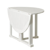 Table de jardin Cinas Butterfly ronde 110 x 74cm en bois d'acajou certifié peint blanc brillant