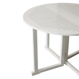 Table de jardin Cinas Butterfly ronde 110 x 74cm en bois d'acajou certifié peint blanc brillant