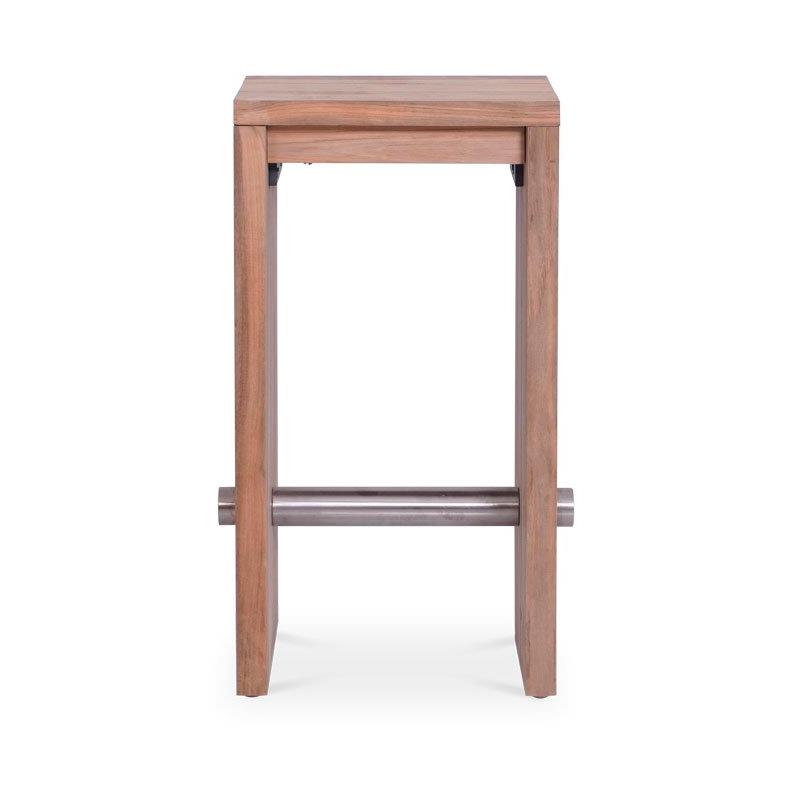 Clio Bar Stool Recycled Teak Brushed and Stainless Steel