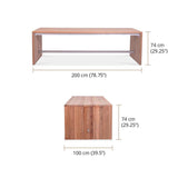 Clio Esstisch 200 x 100 x 75 cm Recycling Teak gebürstet und Edelstahl