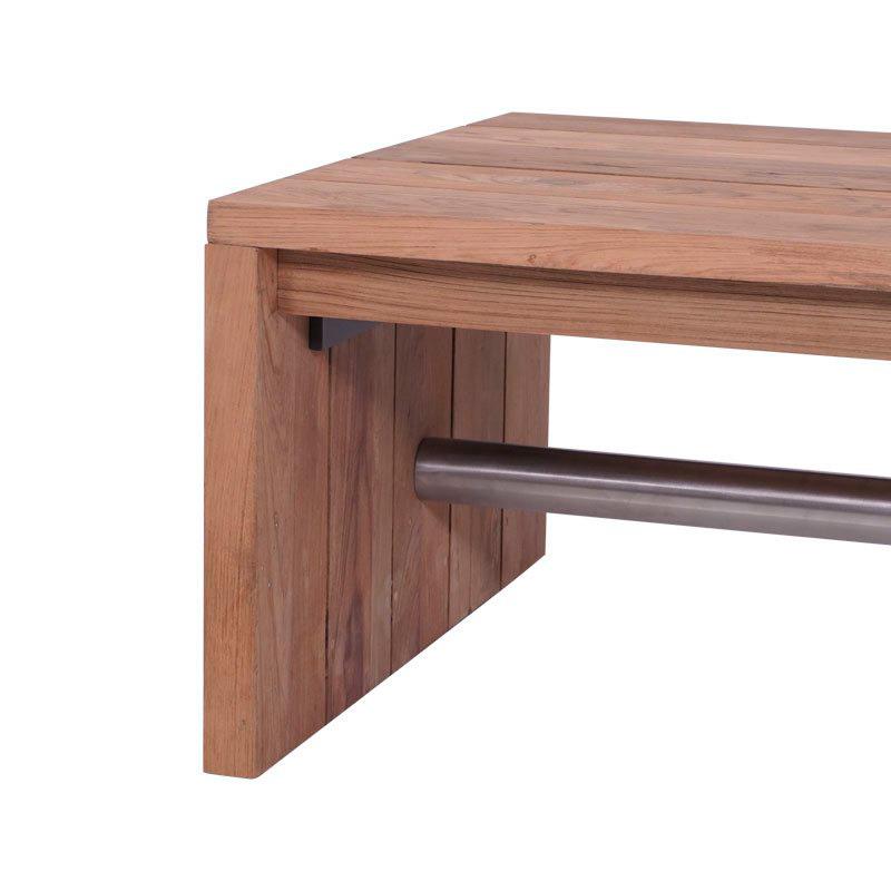 Clio Sofatisch 120 x 70 x 40 cm Recycling Teak gebürstet und Edelstahl