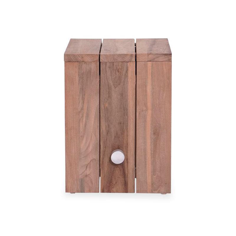 Clio Beistelltisch 40 x 40 x 55cm Recycling Teak gebürstet und Edelstahl