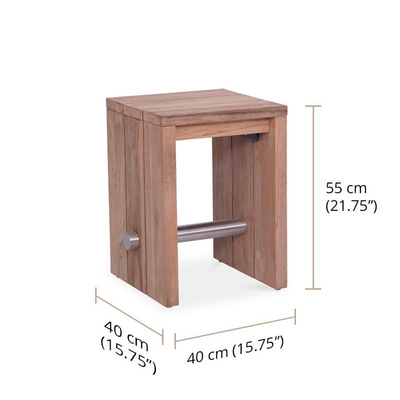 Clio Beistelltisch 40 x 40 x 55cm Recycling Teak gebürstet und Edelstahl