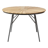 Table Ellen 110cm ronde en aluminium anthracite thermolaqué avec plateau en teck