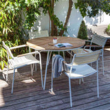 Ellen table 130cm round anthracite aluminum powder-coated with teak table top