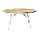 Ellen table 130cm round white aluminum powder-coated with teak table top