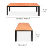 Florence aluminum front extension table 230/160x100x77 cm Certified Teak GRADE A with aluminum frame