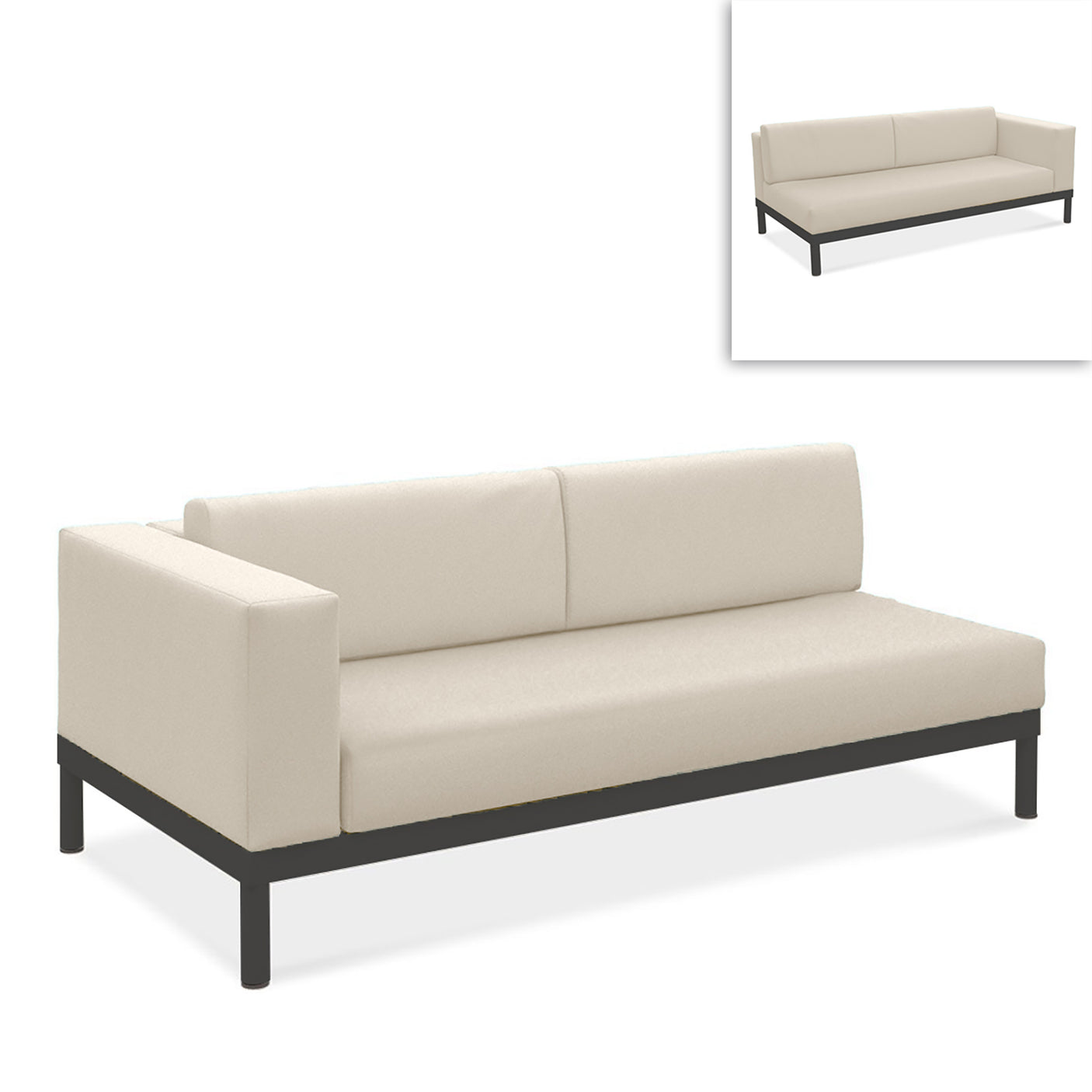 Lisse two-seater left or right aluminum + upholstery