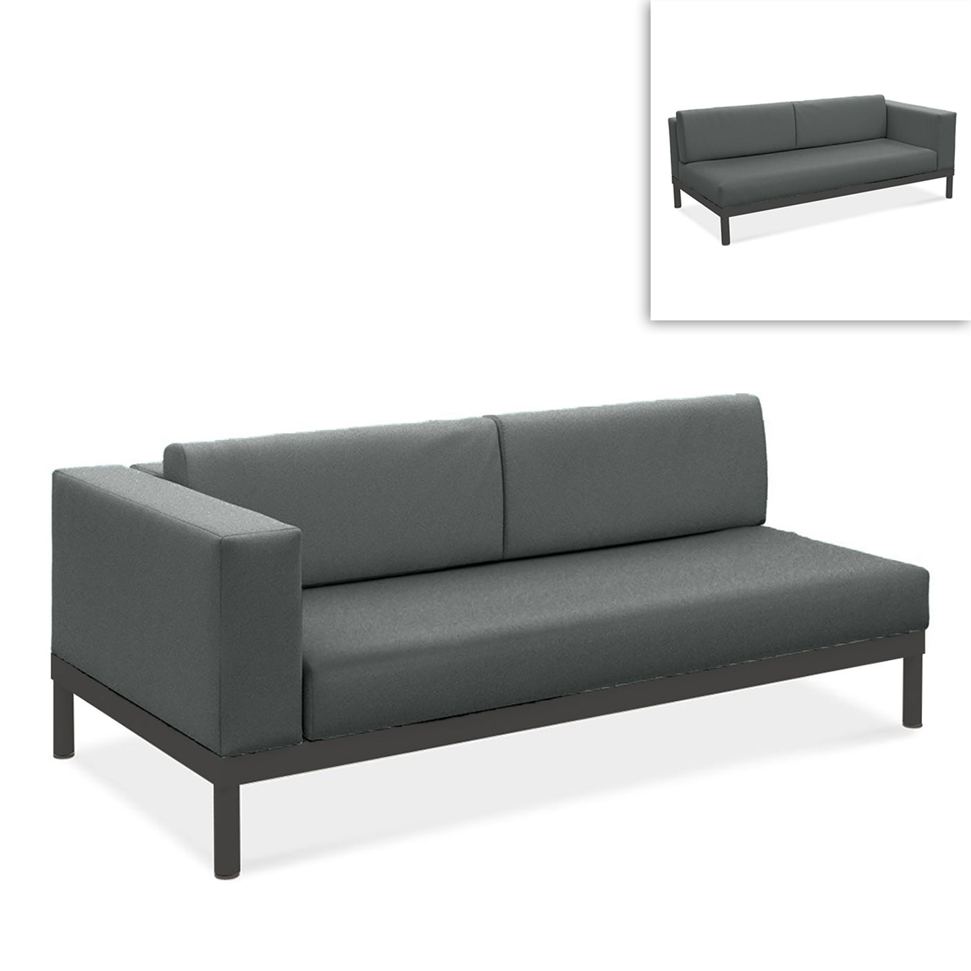 Lisse two-seater left or right aluminum + upholstery