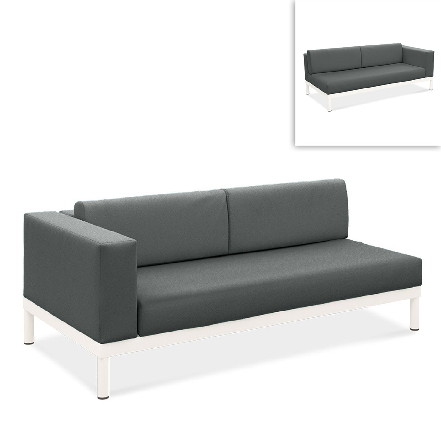 Lisse two-seater left or right aluminum + upholstery