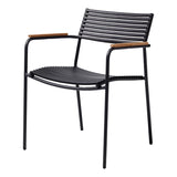 Mood Air stacking chair black/anthracite aluminum powder-coated with teak armrests