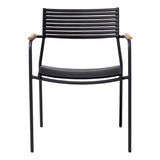 Mood Air stacking chair black/anthracite aluminum powder-coated with teak armrests