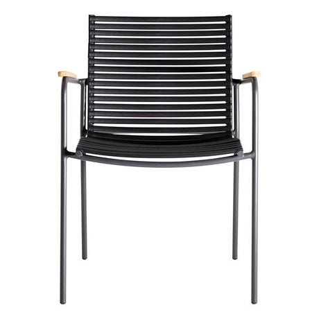 Mood Classic stacking chair black/anthracite aluminum powder-coated with teak armrests