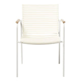 Chaise empilable Mood Classic blanc/aluminium peint par poudrage avec accoudoirs en teck