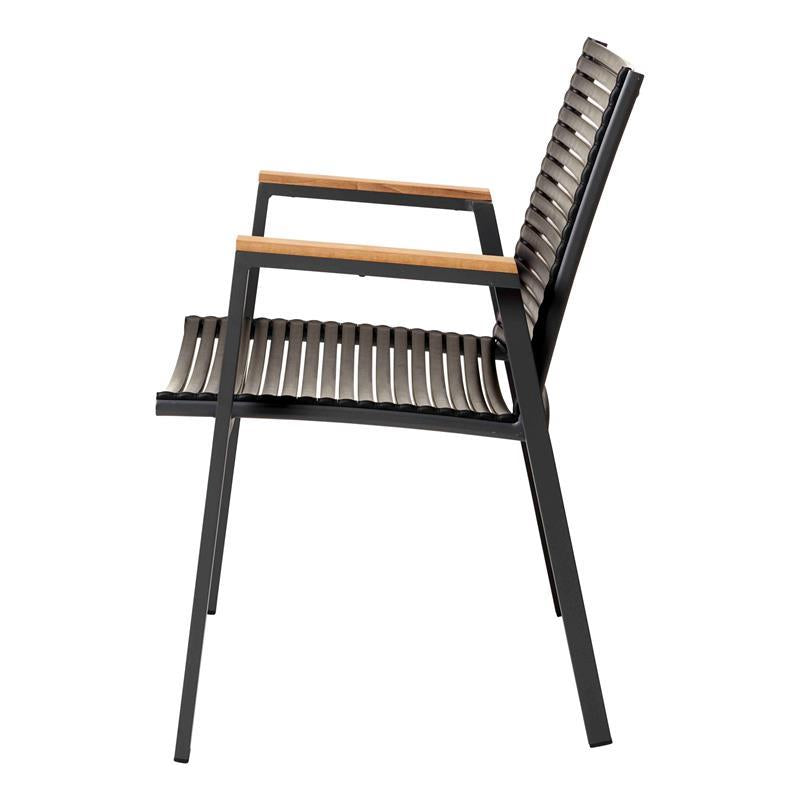 Mood Extreme stacking chair black/anthracite aluminum powder-coated with teak armrests