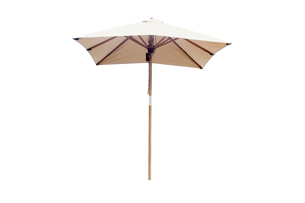 Parasol Ocean Deluxe 250x250 cm Nagata teck avec ferrures inox et triple poulie