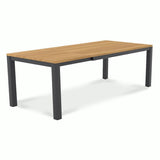 Planka aluminum front extension table 230/160 x 100 x 77 cm teak grade A brushed with aluminum frame