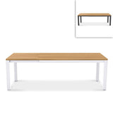 Planka Alu-Frontausziehtisch Set 250 bestehend aus Planka Alu-Frontausziehtisch 250/180 x 90 Teak Grade A gebürstet mit Aluminiumgestell und Gazelig Stapelstühlen aus Aluminium und Batyline