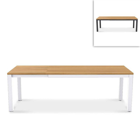 Planka aluminum front extension table 230/160 x 100 x 77 cm teak grade A brushed with aluminum frame