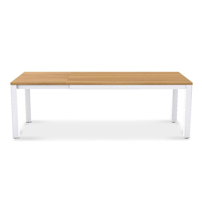 Planka aluminum front extension table 230/160 x 100 x 77 cm teak grade A brushed with aluminum frame