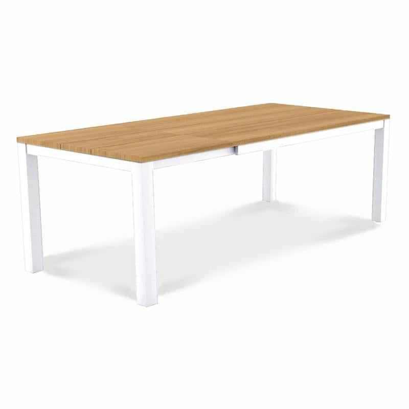 Planka aluminum front extension table 230/160 x 100 x 77 cm teak grade A brushed with aluminum frame