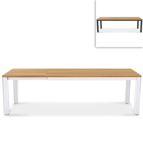 Planka Alu-Frontausziehtisch 250/180 x 90 x 77 cm Teak Grade A gebürstet mit Aluminiumgestell