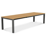 Planka aluminum front extension table 310/210 x 100 x 77 cm teak grade A brushed with aluminum frame