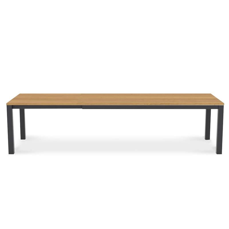 Planka aluminum front extension table 310/210 x 100 x 77 cm teak grade A brushed with aluminum frame