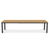 Planka aluminum front extension table 310/210 x 100 x 77 cm teak grade A brushed with aluminum frame