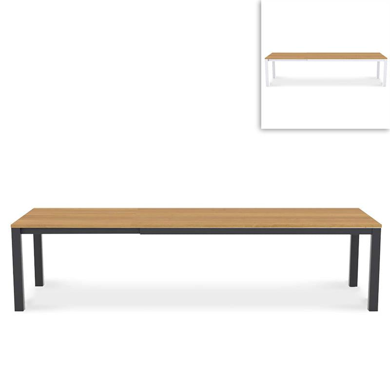 Planka aluminum front extension table 310/210 x 100 x 77 cm teak grade A brushed with aluminum frame