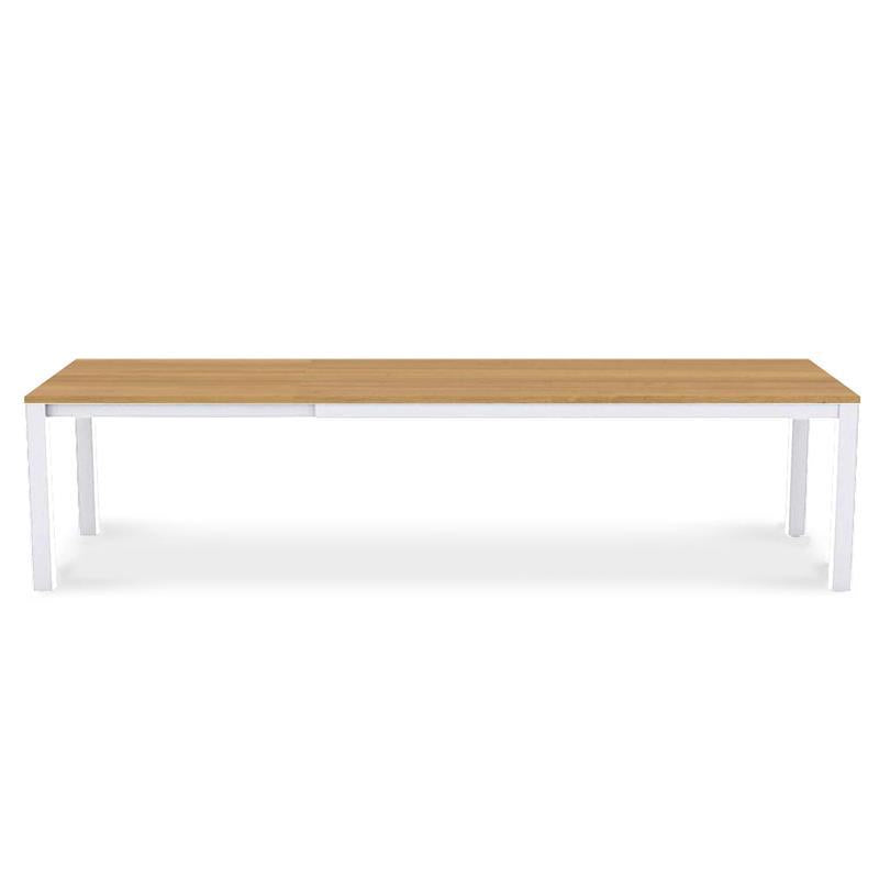 Planka aluminum front extension table 310/210 x 100 x 77 cm teak grade A brushed with aluminum frame