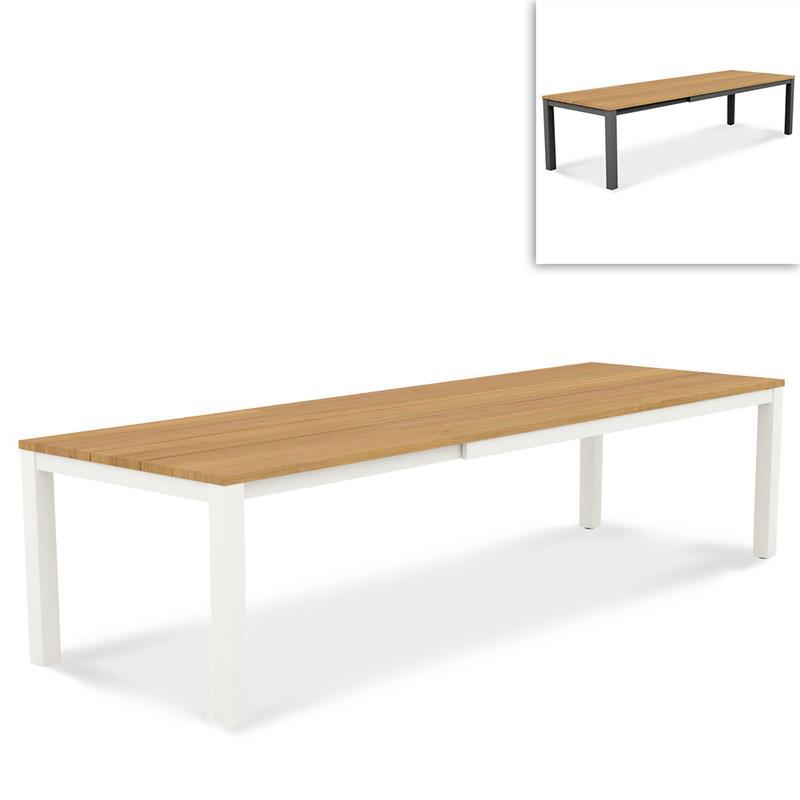 Planka aluminum front extension table 310/210 x 100 x 77 cm teak grade A brushed with aluminum frame