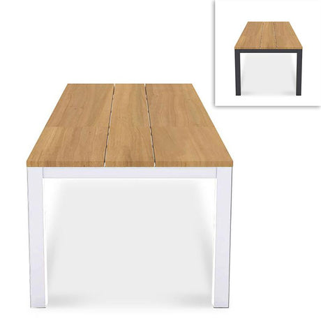 Planka Alu-Frontausziehtisch 310/210 x 100 x 77 cm Teak Grade A gebürstet mit Aluminiumgestell