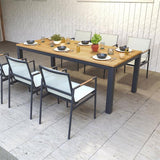 Planka aluminum dining table 100x100x76cm powder-coated teak grade A brushed with aluminum frame