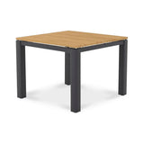 Planka aluminum dining table 100x100x76cm powder-coated teak grade A brushed with aluminum frame