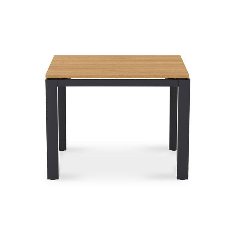 Planka aluminum dining table 100x100x76cm powder-coated teak grade A brushed with aluminum frame