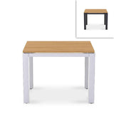 Planka aluminum dining table 100x100x76cm powder-coated teak grade A brushed with aluminum frame