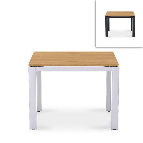 Planka aluminum dining table 100x100x76cm powder-coated teak grade A brushed with aluminum frame