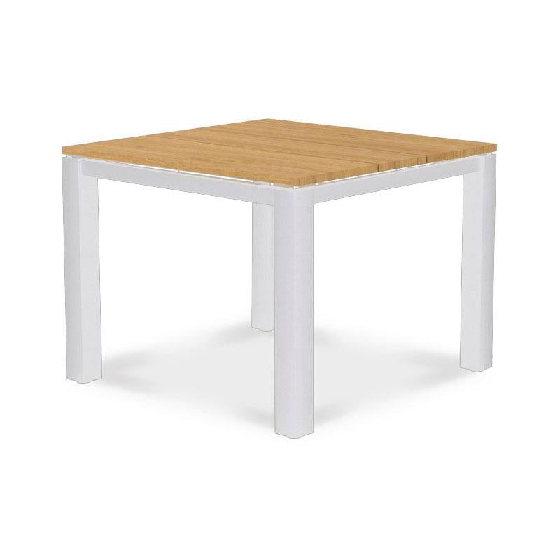 Planka aluminum dining table 100x100x76cm powder-coated teak grade A brushed with aluminum frame