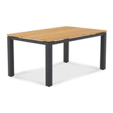 Planka aluminum dining table 160x100x76cm powder-coated teak grade A brushed with aluminum frame