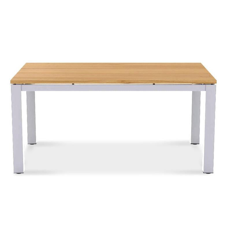 Planka aluminum dining table 160x100x76cm powder-coated teak grade A brushed with aluminum frame