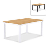 Planka aluminum dining table 160x100x76cm powder-coated teak grade A brushed with aluminum frame