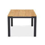 Planka aluminum dining table 160x100x76cm powder-coated teak grade A brushed with aluminum frame